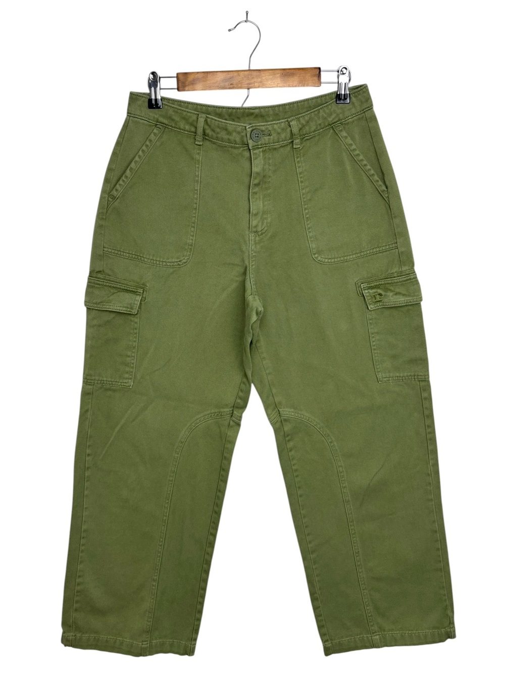 PINK by Victoria’s Secret Olive Green 100% Cotton Wide Leg Utility Cargo Pants M